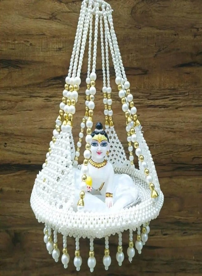 SEER Laddu Gopal Jhula Palna, Hanging Moti Swing for Laddu Gopal Ji, Nand Gopal Swing Palna, White, 0 to 5 No. - Image 2